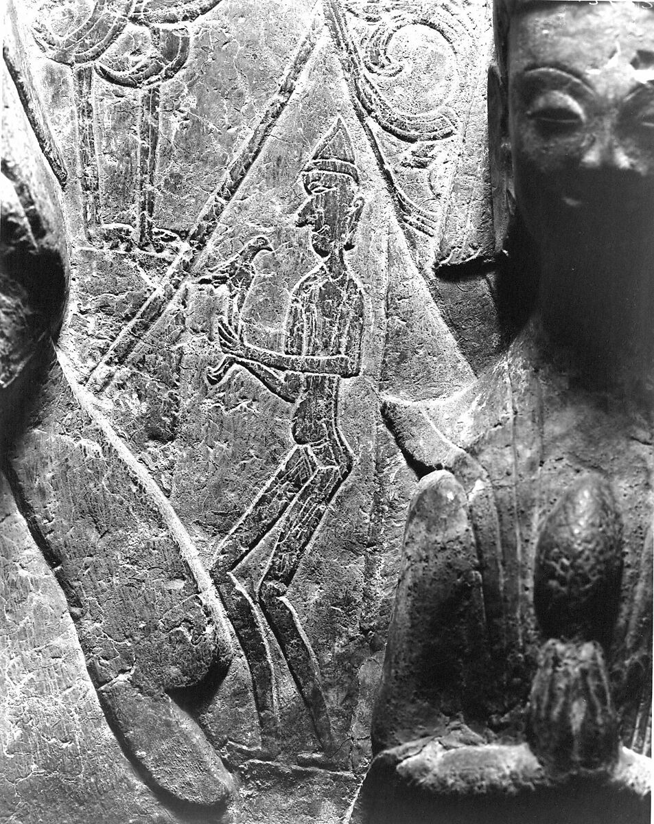 Maitreya with attendant bodhisattvas, Limestone, China