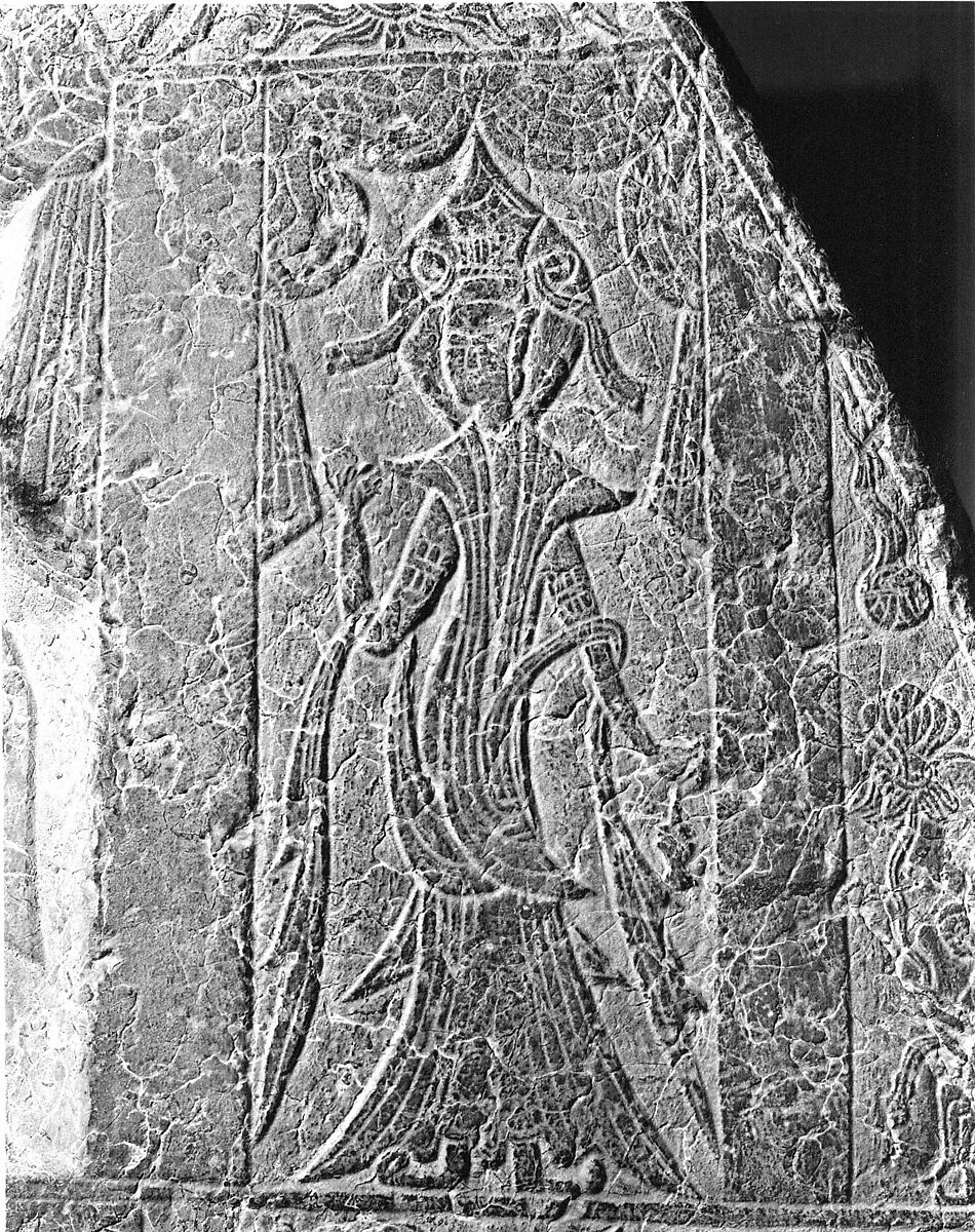 Maitreya with attendant bodhisattvas, Limestone, China