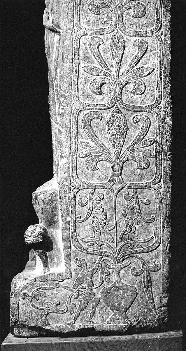 Maitreya with attendant bodhisattvas, Limestone, China