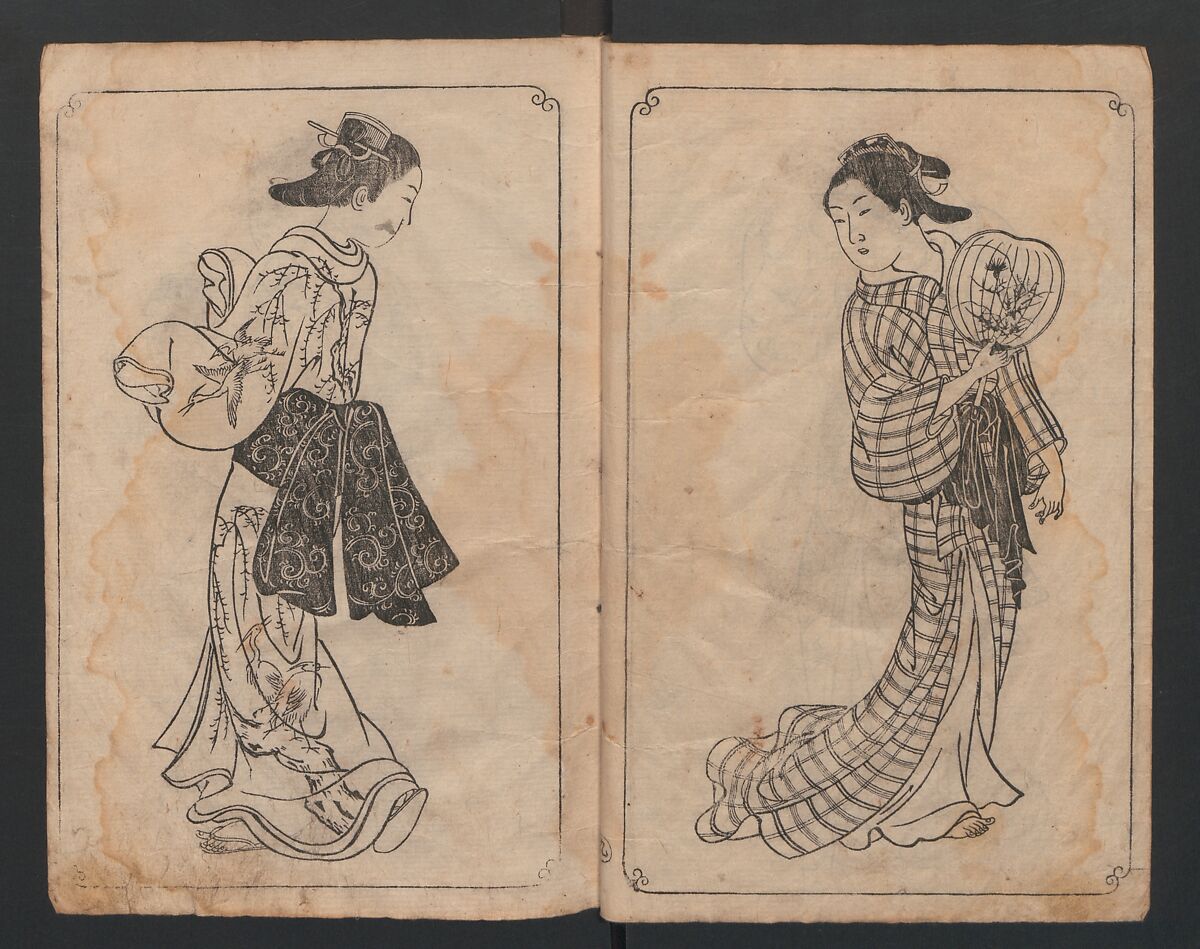 Picture Book: Mount Asaka (Ehon Asakayama) 絵本浅香山, Nishikawa Sukenobu 西川祐信 (Japanese, 1671–1750), Bound book of monochrome woodblock prints; ink on paper, Japan