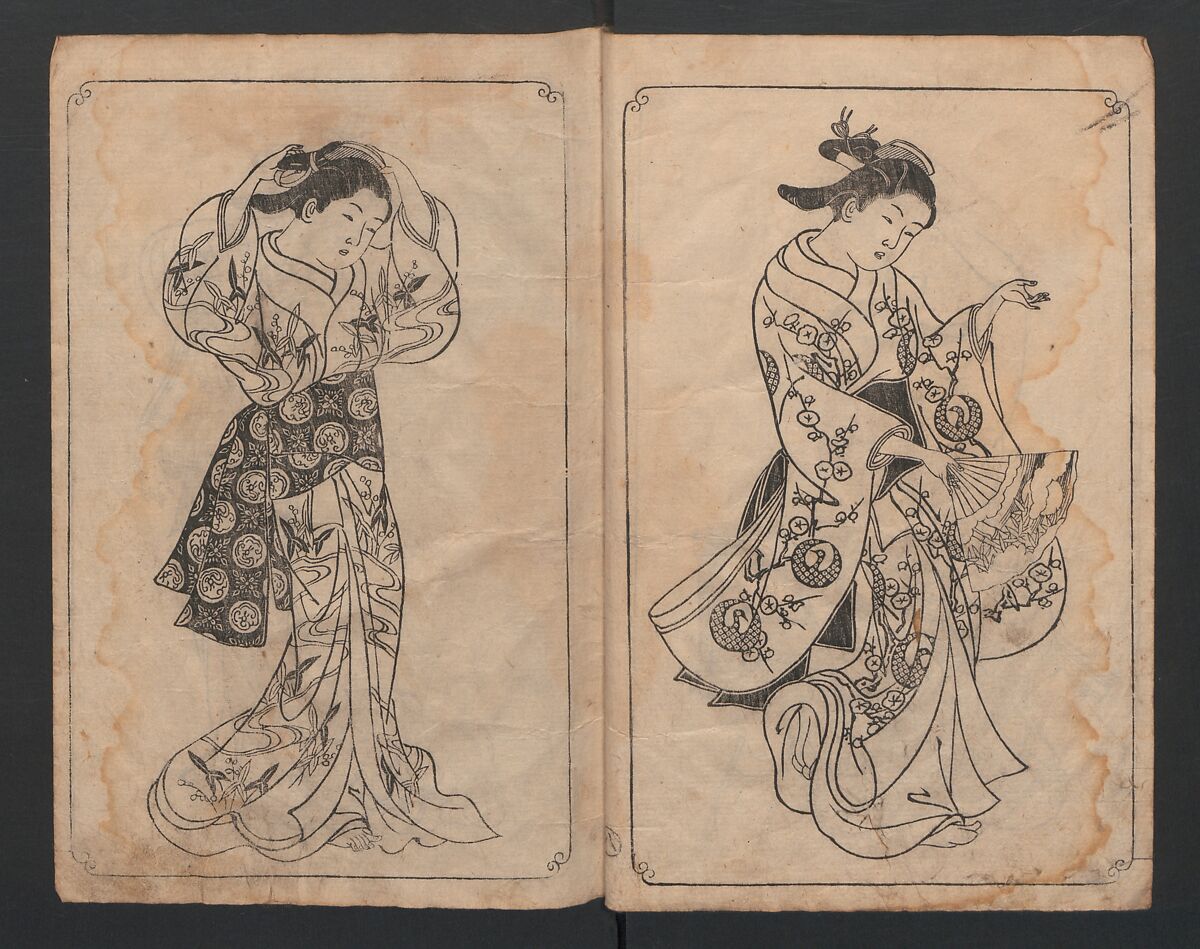 Picture Book: Mount Asaka (Ehon Asakayama) 絵本浅香山, Nishikawa Sukenobu 西川祐信 (Japanese, 1671–1750), Bound book of monochrome woodblock prints; ink on paper, Japan