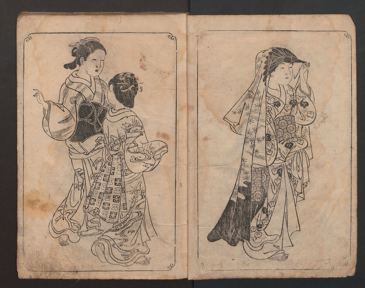 Picture Book: Mount Asaka (Ehon Asakayama) 絵本浅香山, Nishikawa Sukenobu 西川祐信 (Japanese, 1671–1750), Bound book of monochrome woodblock prints; ink on paper, Japan 