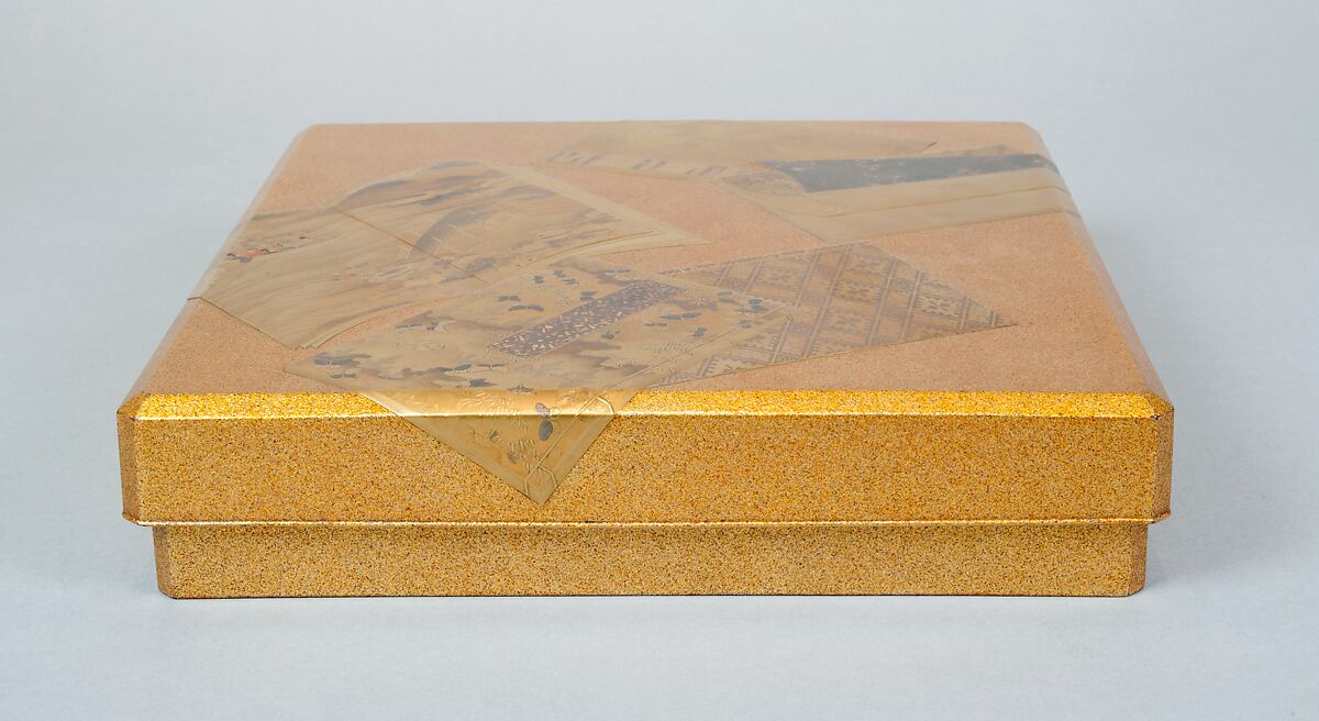 Writing Box with Illustrated Books, Gold and silver maki-e on gold-sprinkled lacquer, Japan