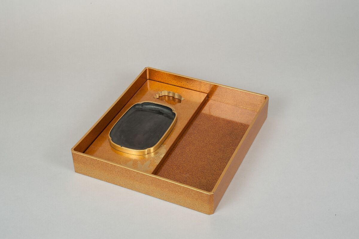 Writing Box with Illustrated Books, Gold and silver maki-e on gold-sprinkled lacquer, Japan