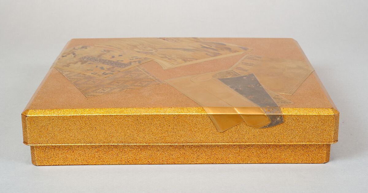 Writing Box with Illustrated Books, Gold and silver maki-e on gold-sprinkled lacquer, Japan