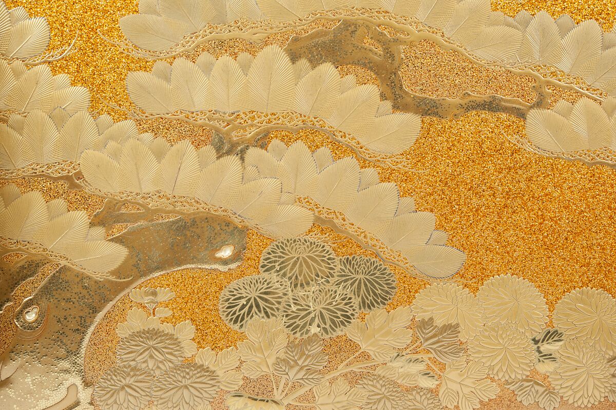 Writing Box with Illustrated Books, Gold and silver maki-e on gold-sprinkled lacquer, Japan