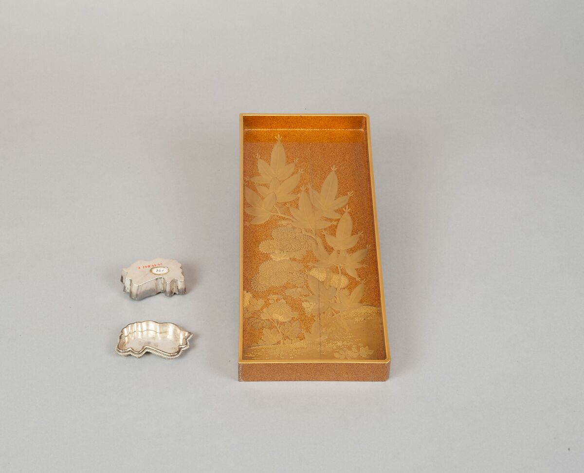 Writing Box with Illustrated Books, Gold and silver maki-e on gold-sprinkled lacquer, Japan