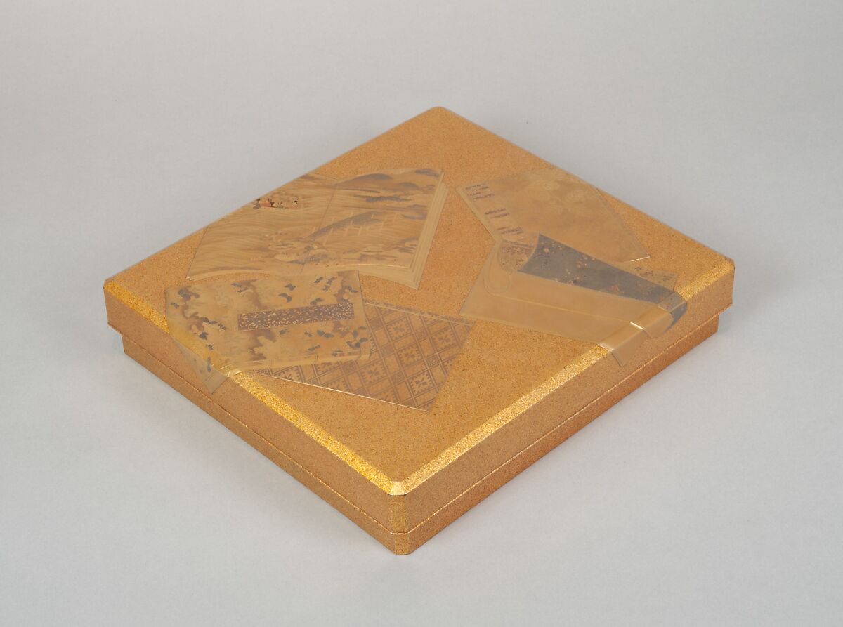 Writing Box with Illustrated Books, Gold and silver maki-e on gold-sprinkled lacquer, Japan 