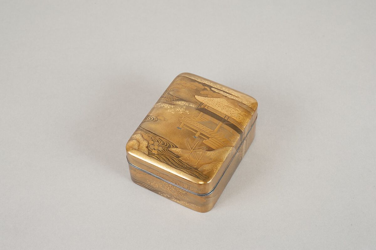 Incense Container, Lacquer on wood with sprinkled gold powder, Japan