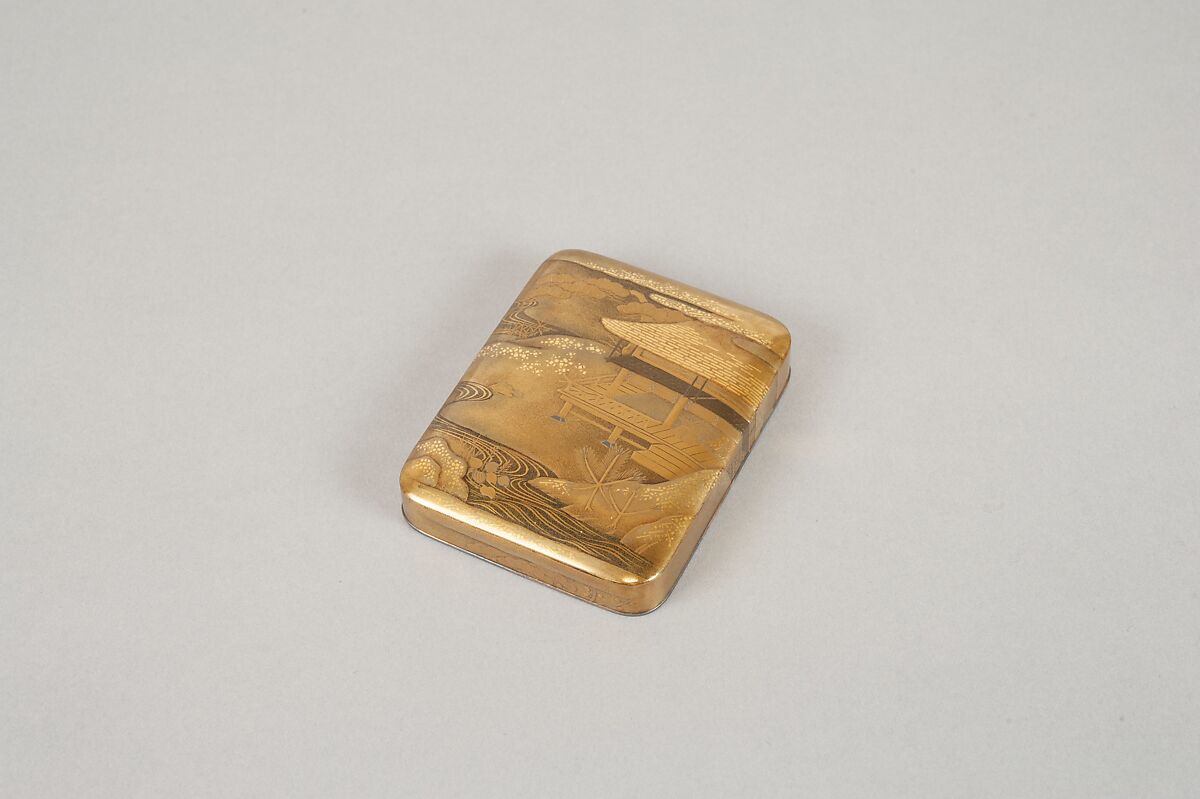 Incense Container, Lacquer on wood with sprinkled gold powder, Japan