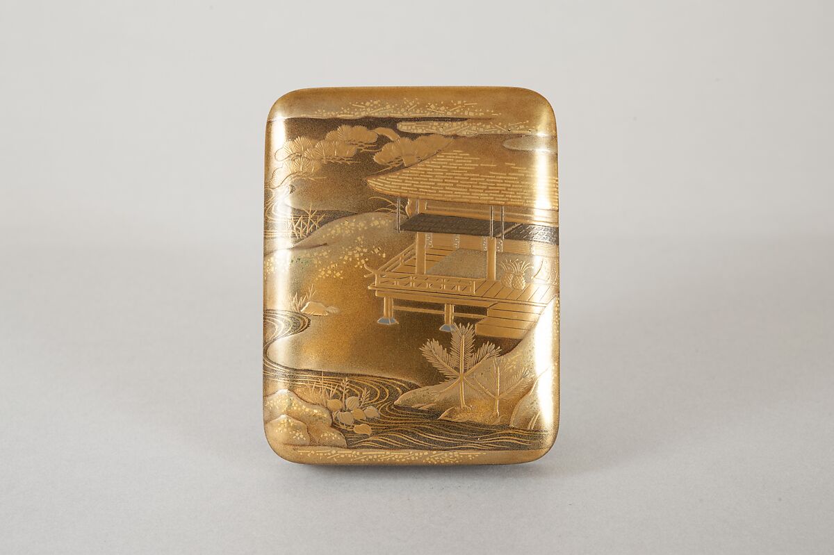 Incense Container, Lacquer on wood with sprinkled gold powder, Japan
