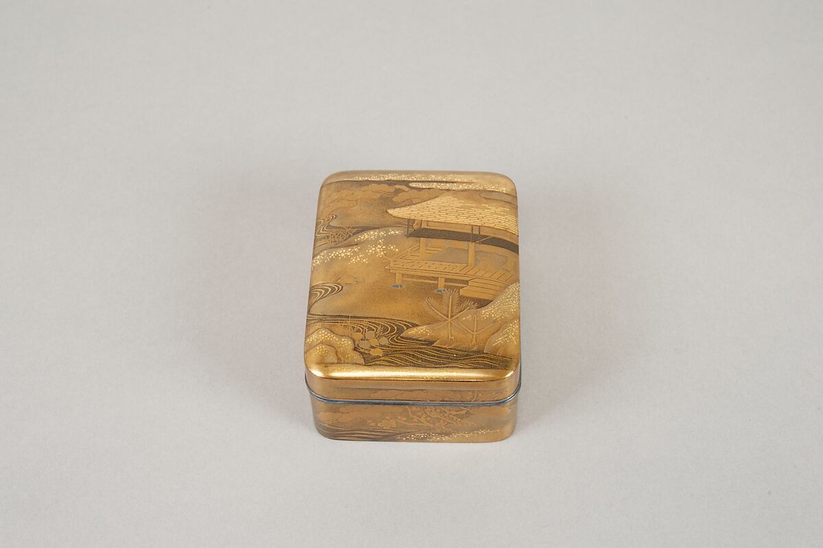 Incense Container, Lacquer on wood with sprinkled gold powder, Japan