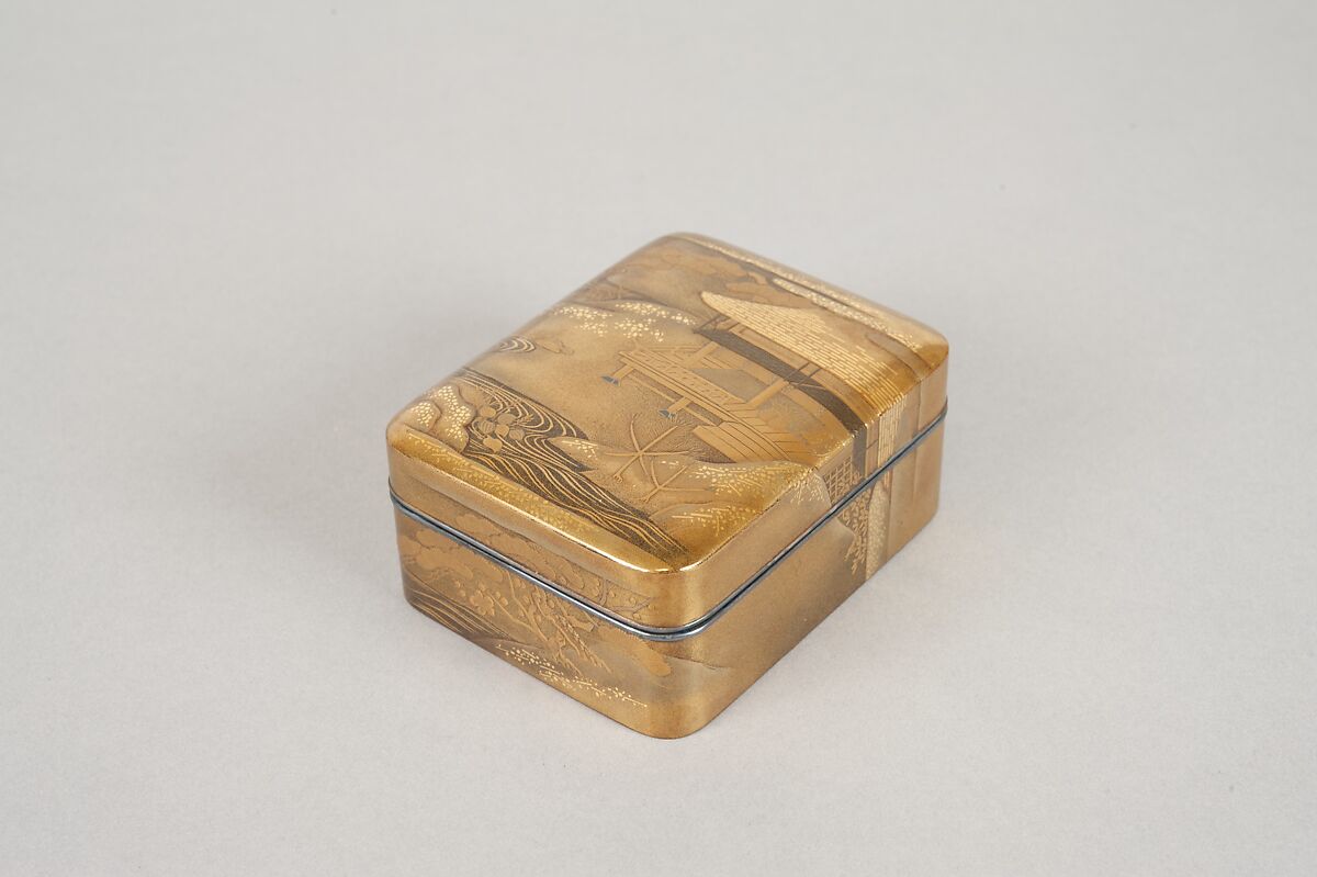Incense Container, Lacquer on wood with sprinkled gold powder, Japan