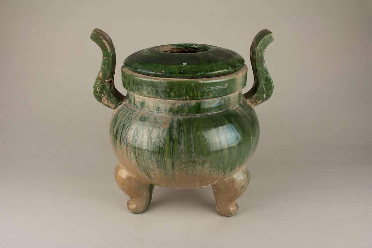 Incense Burner, Earthernware with green lead glaze, China