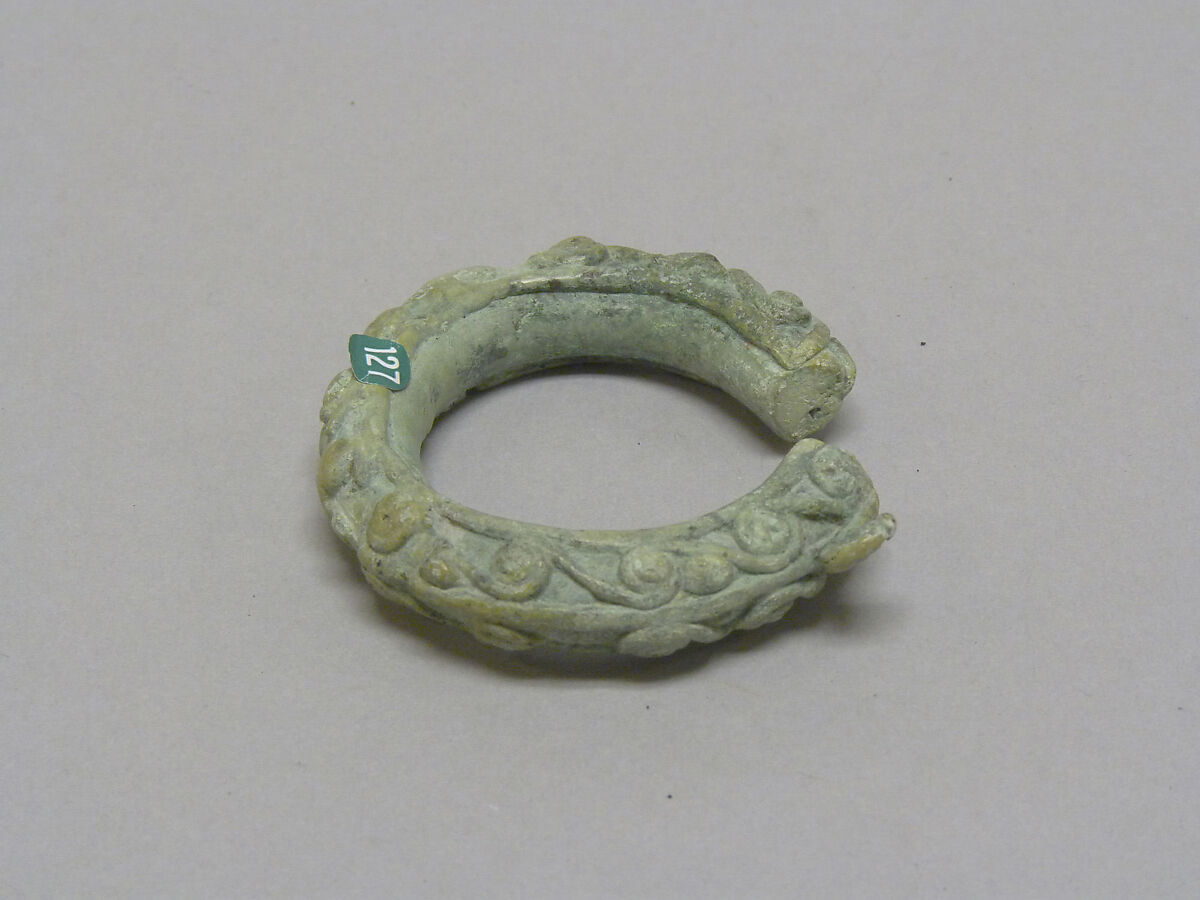 Solid Open Bangle with Applied Decoration, Bronze, Thailand 