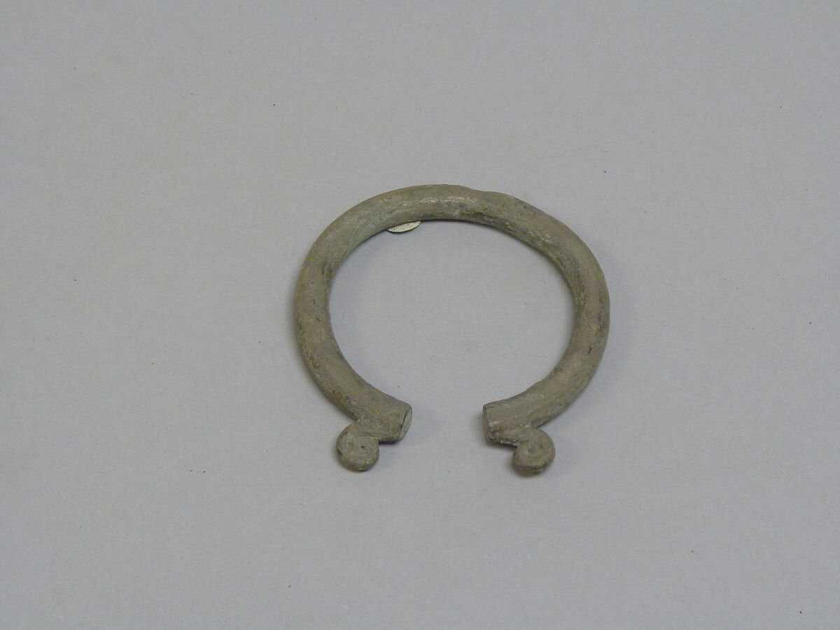 Solid Open Bangle with Attached Scrolls at Ends, Bronze, Thailand 