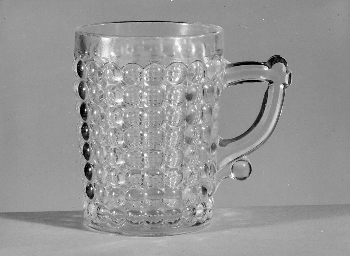 Mug, Probably Adams and Company, Pressed yelllow glass, American 