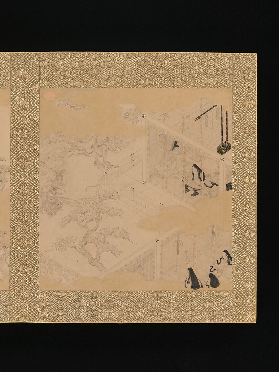 Albums of scenes from The Tale of Genji, Tosa Mitsunori (Japanese, 1583–1638), Two albums of thirty leaves; ink, red pigment, and gold on paper, Japan