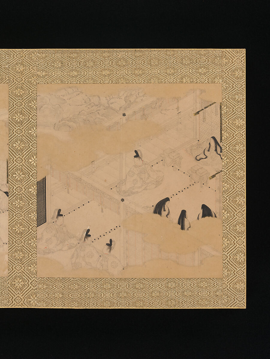 Albums of scenes from The Tale of Genji, Tosa Mitsunori (Japanese, 1583–1638), Two albums of thirty leaves; ink, red pigment, and gold on paper, Japan