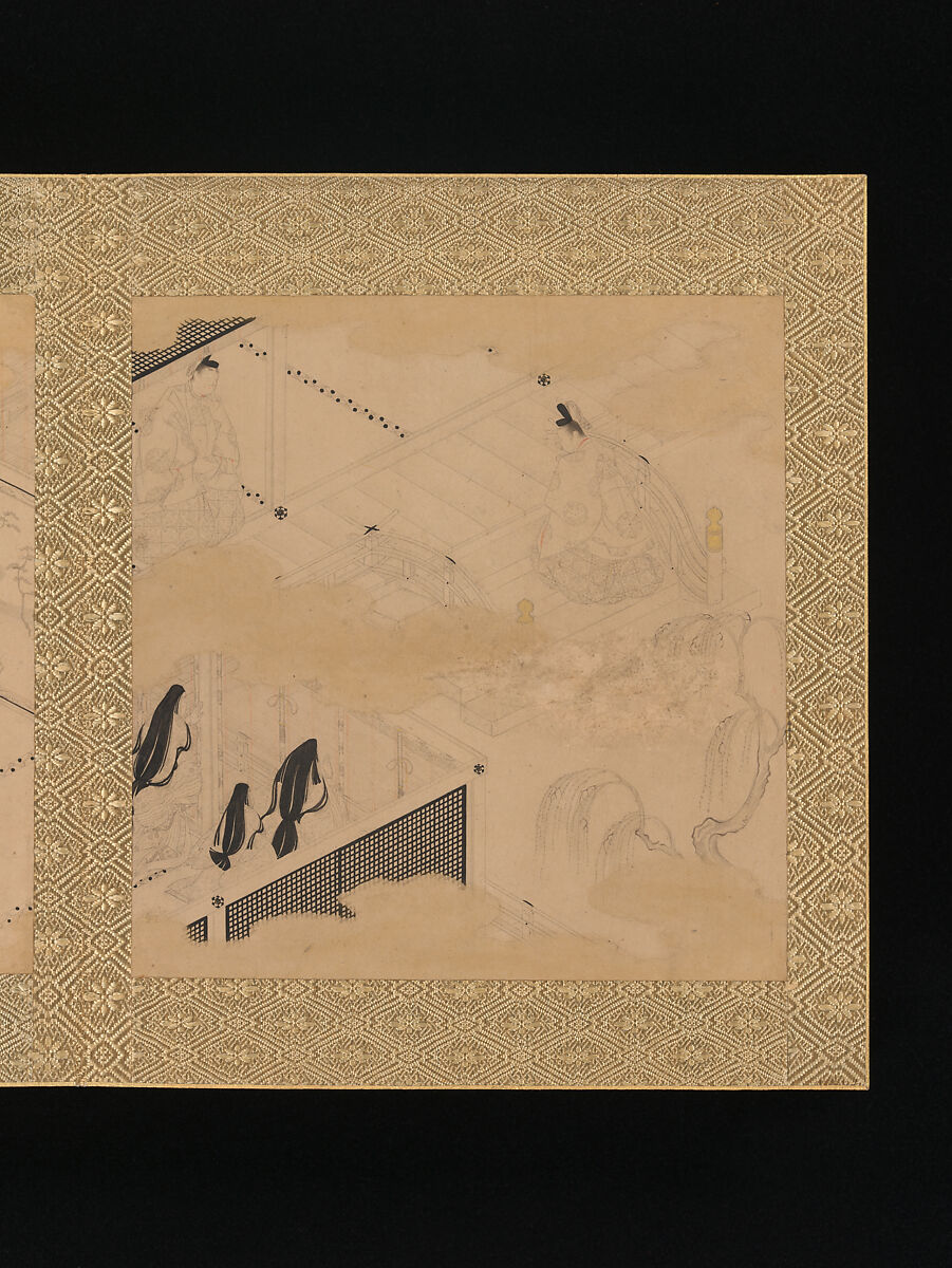 Albums of scenes from The Tale of Genji, Tosa Mitsunori (Japanese, 1583–1638), Two albums of thirty leaves; ink, red pigment, and gold on paper, Japan