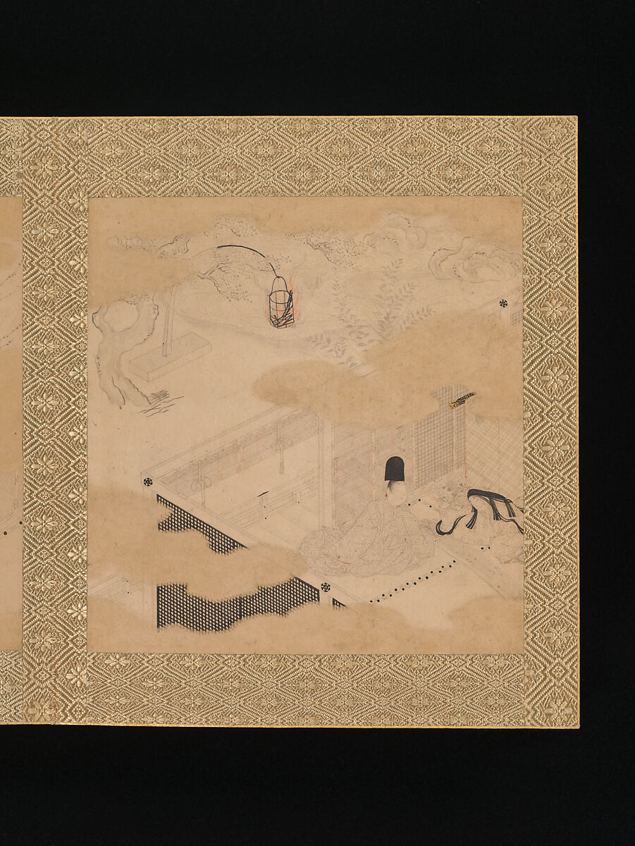 Albums of scenes from The Tale of Genji, Tosa Mitsunori (Japanese, 1583–1638), Two albums of thirty leaves; ink, red pigment, and gold on paper, Japan