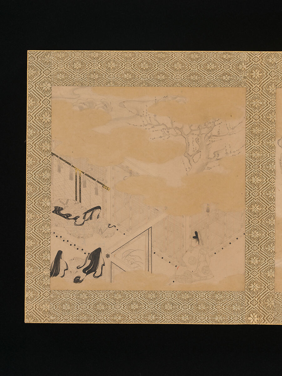 Albums of scenes from The Tale of Genji, Tosa Mitsunori (Japanese, 1583–1638), Two albums of thirty leaves; ink, red pigment, and gold on paper, Japan