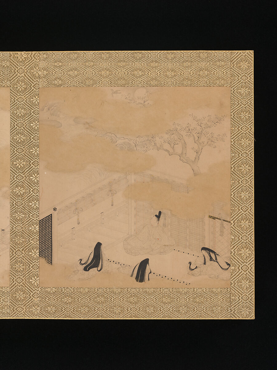 Albums of scenes from The Tale of Genji, Tosa Mitsunori (Japanese, 1583–1638), Two albums of thirty leaves; ink, red pigment, and gold on paper, Japan