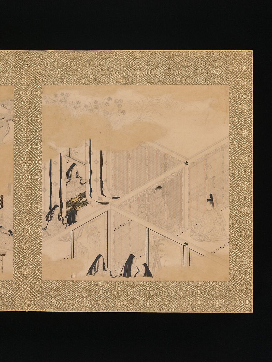 Albums of scenes from The Tale of Genji, Tosa Mitsunori (Japanese, 1583–1638), Two albums of thirty leaves; ink, red pigment, and gold on paper, Japan