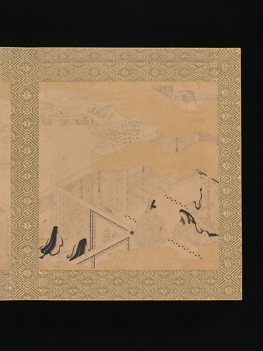 Albums of scenes from The Tale of Genji, Tosa Mitsunori (Japanese, 1583–1638), Two albums of thirty leaves; ink, red pigment, and gold on paper, Japan