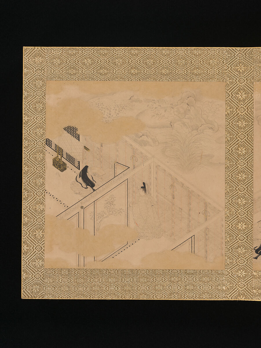 Albums of scenes from The Tale of Genji, Tosa Mitsunori (Japanese, 1583–1638), Two albums of thirty leaves; ink, red pigment, and gold on paper, Japan