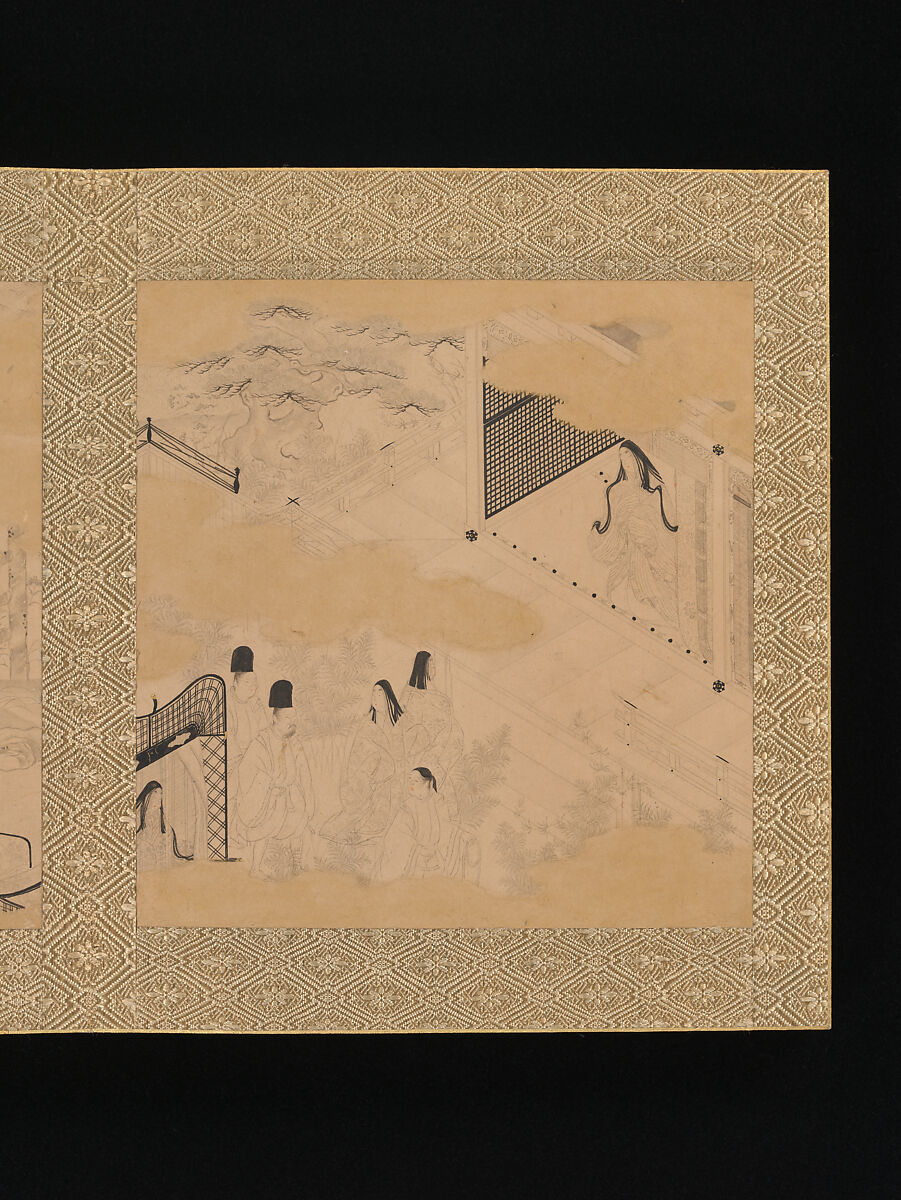 Albums of scenes from The Tale of Genji, Tosa Mitsunori (Japanese, 1583–1638), Two albums of thirty leaves; ink, red pigment, and gold on paper, Japan