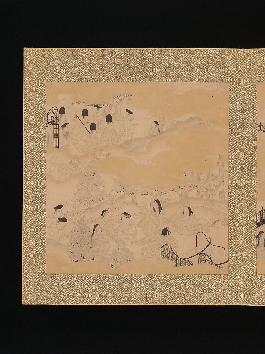 Albums of scenes from The Tale of Genji, Tosa Mitsunori (Japanese, 1583–1638), Two albums of thirty leaves; ink, red pigment, and gold on paper, Japan