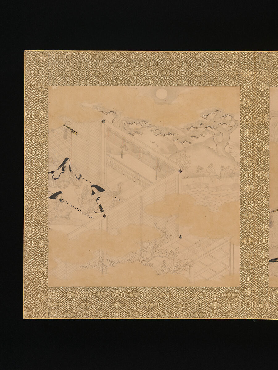 Albums of scenes from The Tale of Genji, Tosa Mitsunori (Japanese, 1583–1638), Two albums of thirty leaves; ink, red pigment, and gold on paper, Japan