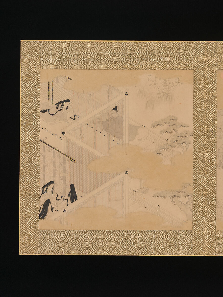 Albums of scenes from The Tale of Genji, Tosa Mitsunori (Japanese, 1583–1638), Two albums of thirty leaves; ink, red pigment, and gold on paper, Japan