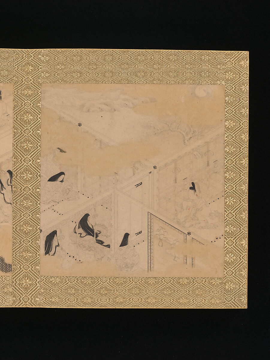 Albums of scenes from The Tale of Genji, Tosa Mitsunori (Japanese, 1583–1638), Two albums of thirty leaves; ink, red pigment, and gold on paper, Japan