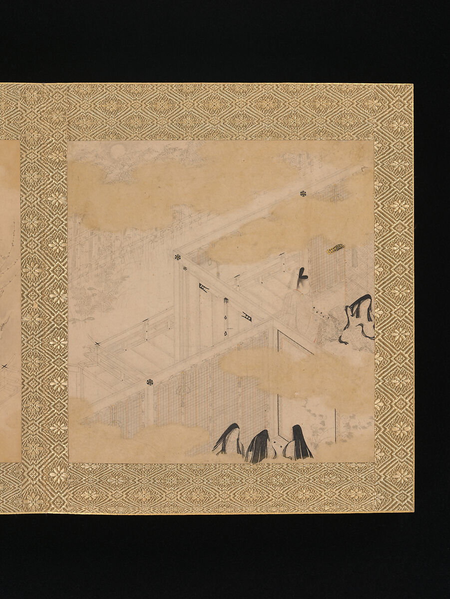 Albums of scenes from The Tale of Genji, Tosa Mitsunori (Japanese, 1583–1638), Two albums of thirty leaves; ink, red pigment, and gold on paper, Japan