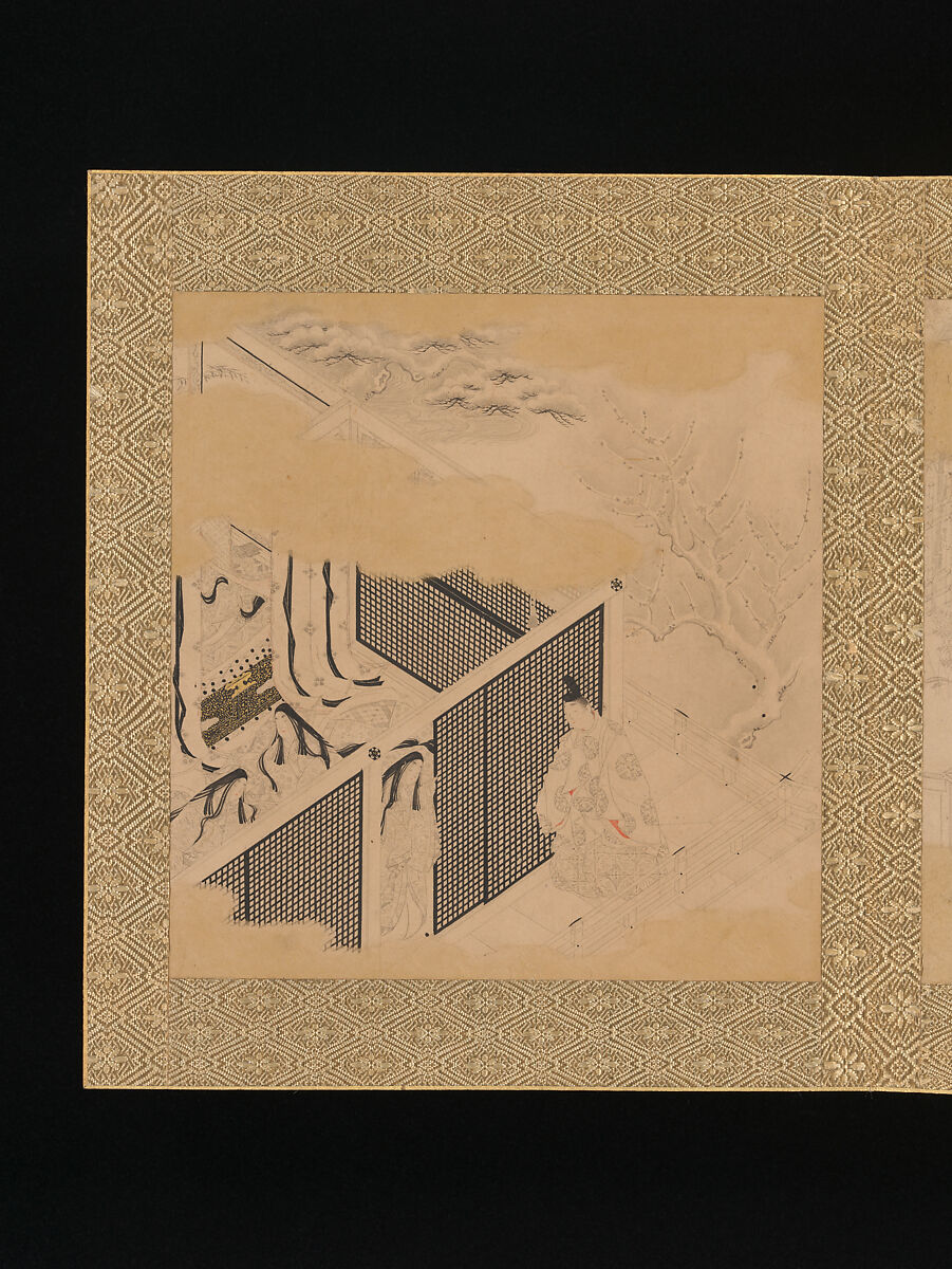 Albums of scenes from The Tale of Genji, Tosa Mitsunori (Japanese, 1583–1638), Two albums of thirty leaves; ink, red pigment, and gold on paper, Japan