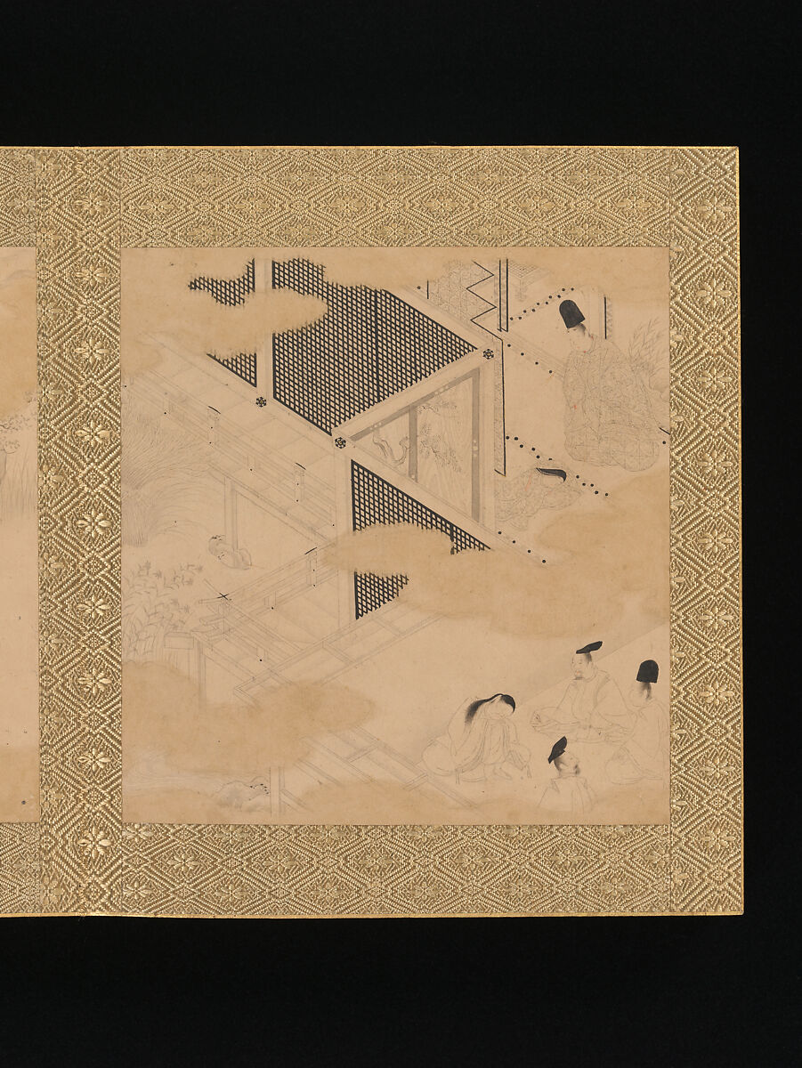 Albums of scenes from The Tale of Genji, Tosa Mitsunori (Japanese, 1583–1638), Two albums of thirty leaves; ink, red pigment, and gold on paper, Japan