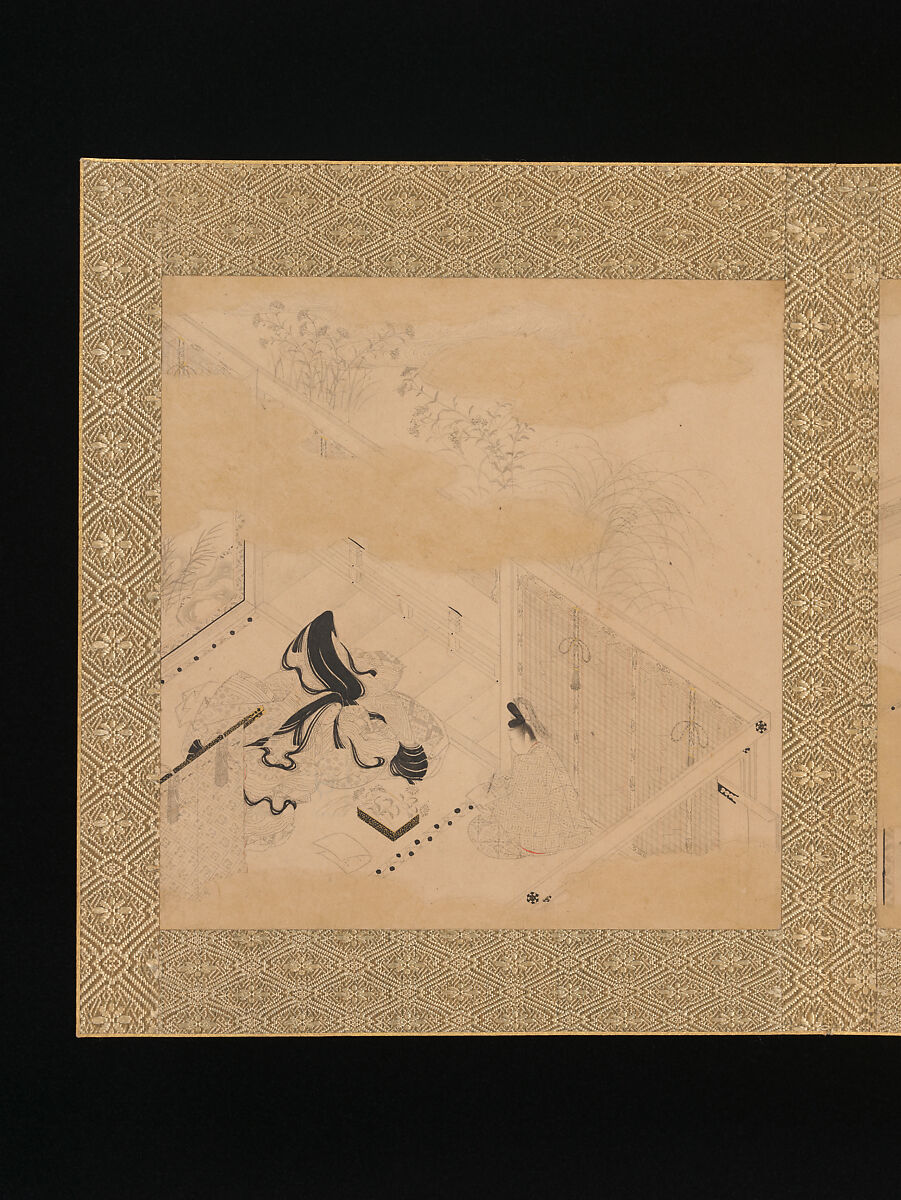 Albums of scenes from The Tale of Genji, Tosa Mitsunori (Japanese, 1583–1638), Two albums of thirty leaves; ink, red pigment, and gold on paper, Japan
