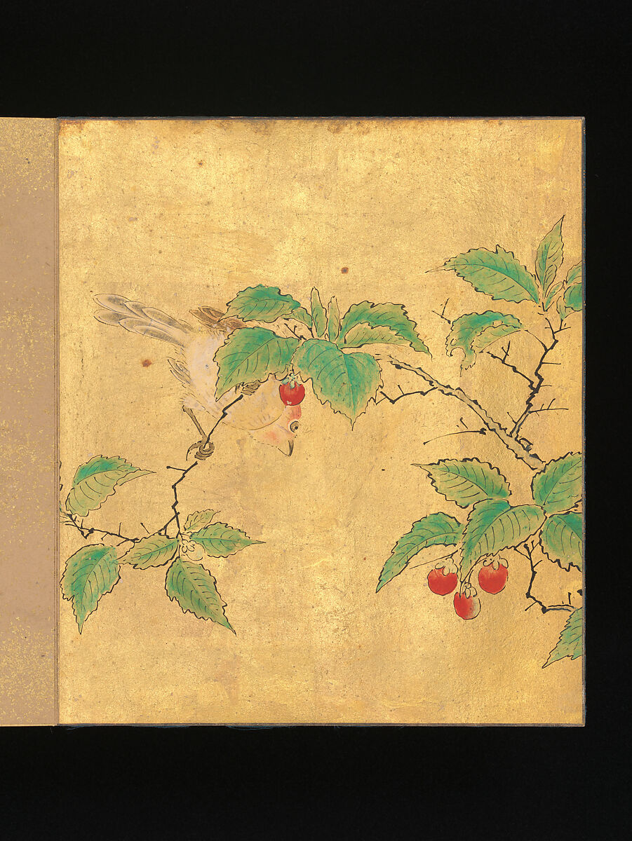Albums of scenes from The Tale of Genji, Tosa Mitsunori (Japanese, 1583–1638), Two albums of thirty leaves; ink, red pigment, and gold on paper, Japan