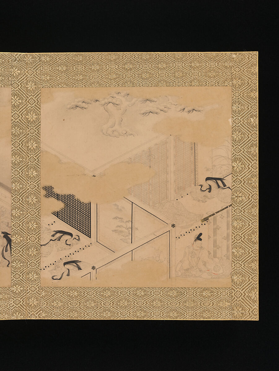 Albums of scenes from The Tale of Genji, Tosa Mitsunori (Japanese, 1583–1638), Two albums of thirty leaves; ink, red pigment, and gold on paper, Japan