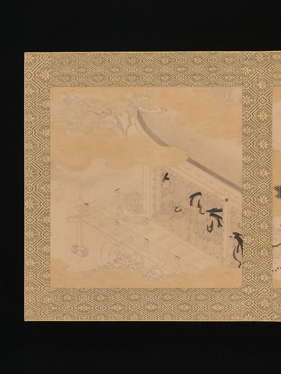 Albums of scenes from The Tale of Genji, Tosa Mitsunori (Japanese, 1583–1638), Two albums of thirty leaves; ink, red pigment, and gold on paper, Japan