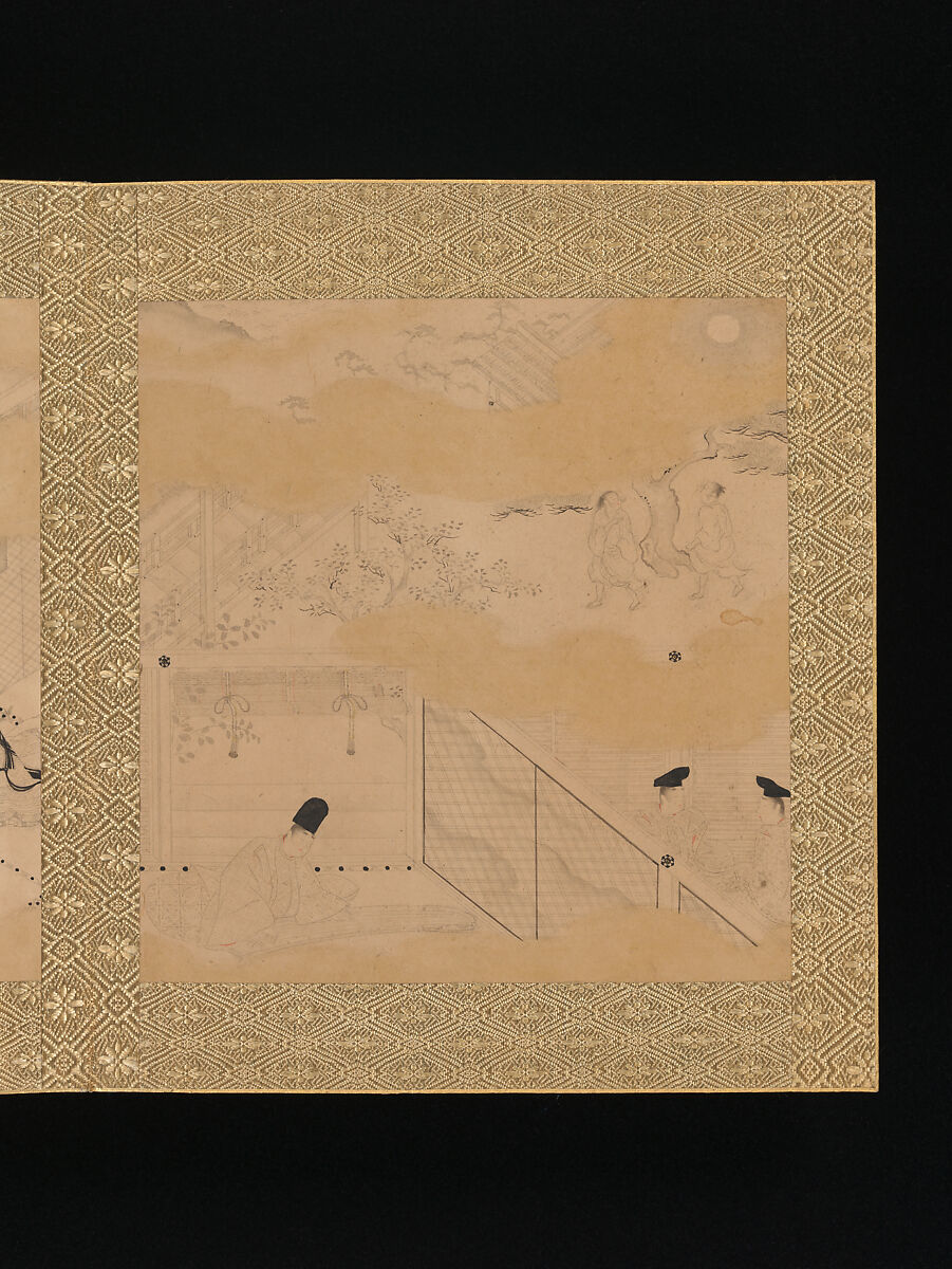 Albums of scenes from The Tale of Genji, Tosa Mitsunori (Japanese, 1583–1638), Two albums of thirty leaves; ink, red pigment, and gold on paper, Japan