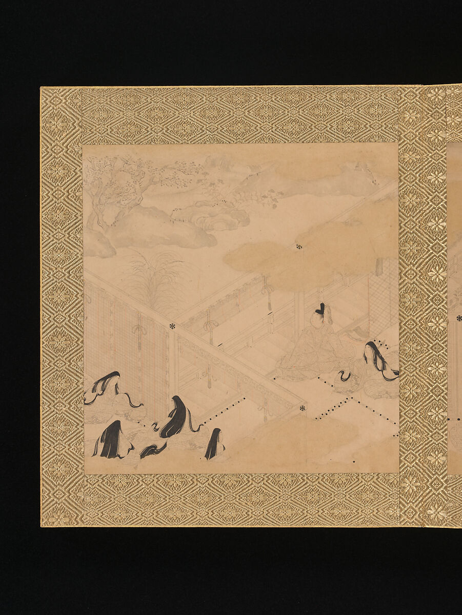 Albums of scenes from The Tale of Genji, Tosa Mitsunori (Japanese, 1583–1638), Two albums of thirty leaves; ink, red pigment, and gold on paper, Japan