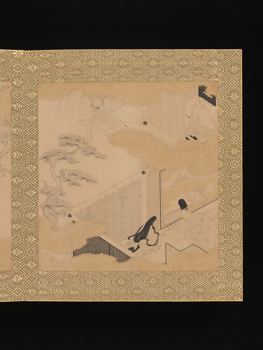 Albums of scenes from The Tale of Genji, Tosa Mitsunori (Japanese, 1583–1638), Two albums of thirty leaves; ink, red pigment, and gold on paper, Japan