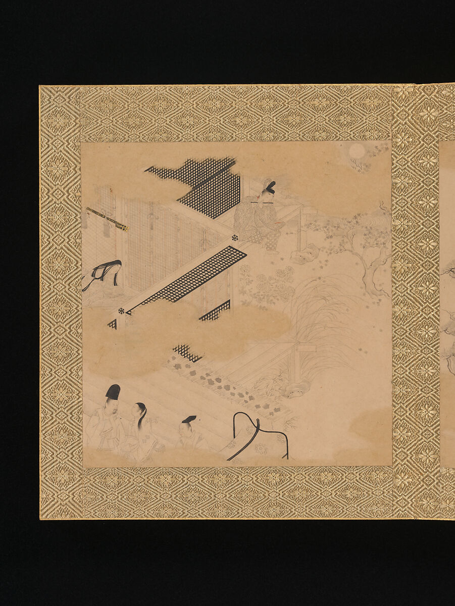 Albums of scenes from The Tale of Genji, Tosa Mitsunori (Japanese, 1583–1638), Two albums of thirty leaves; ink, red pigment, and gold on paper, Japan