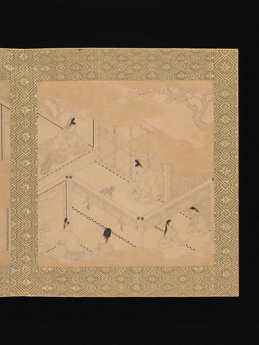 Albums of scenes from The Tale of Genji, Tosa Mitsunori (Japanese, 1583–1638), Two albums of thirty leaves; ink, red pigment, and gold on paper, Japan