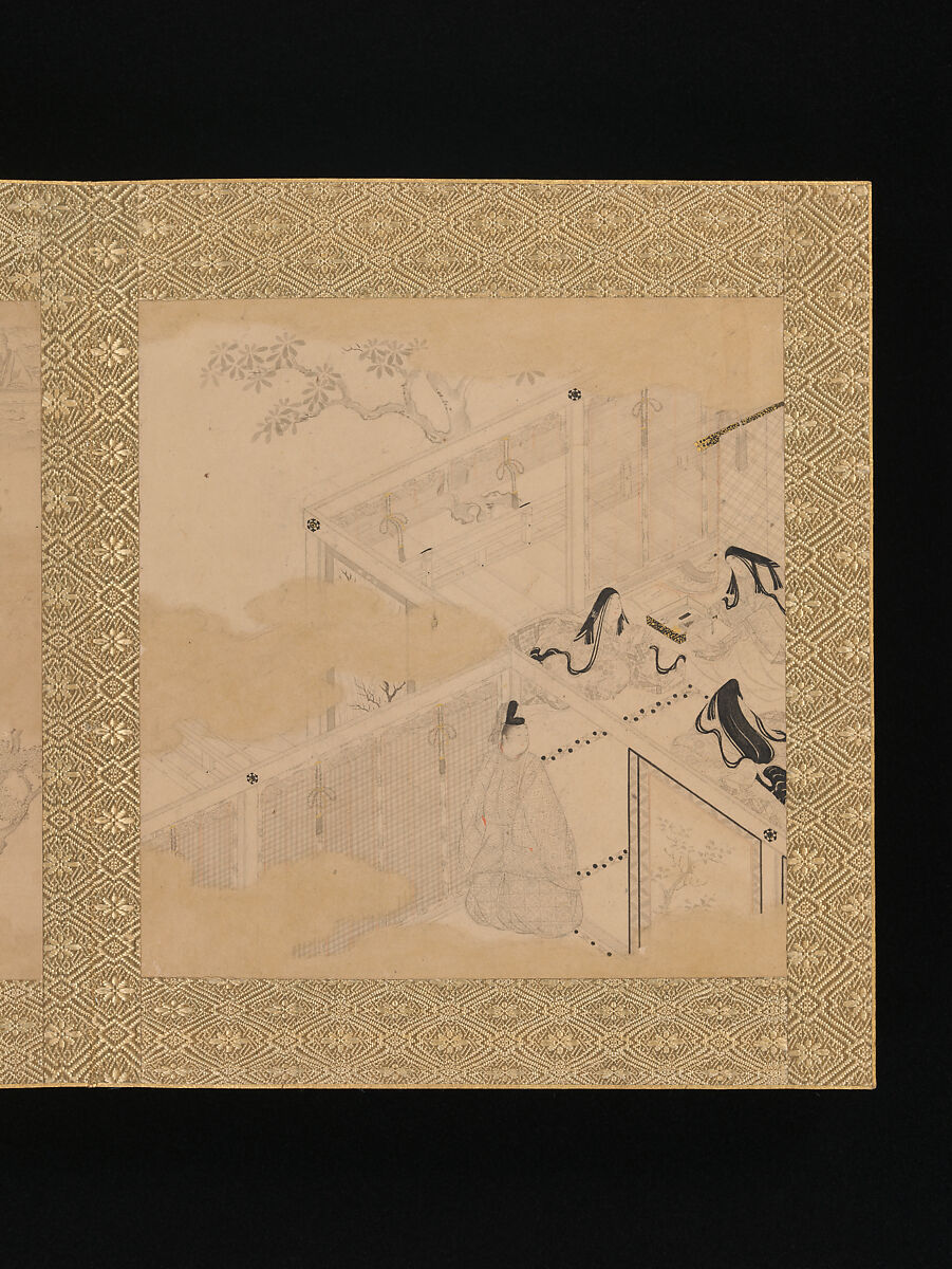 Albums of scenes from The Tale of Genji, Tosa Mitsunori (Japanese, 1583–1638), Two albums of thirty leaves; ink, red pigment, and gold on paper, Japan