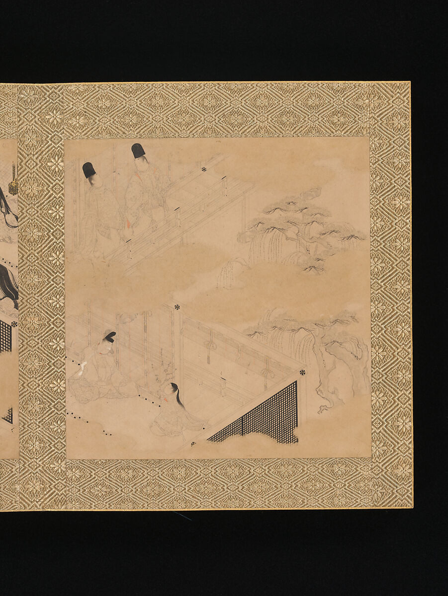 Albums of scenes from The Tale of Genji, Tosa Mitsunori (Japanese, 1583–1638), Two albums of thirty leaves; ink, red pigment, and gold on paper, Japan