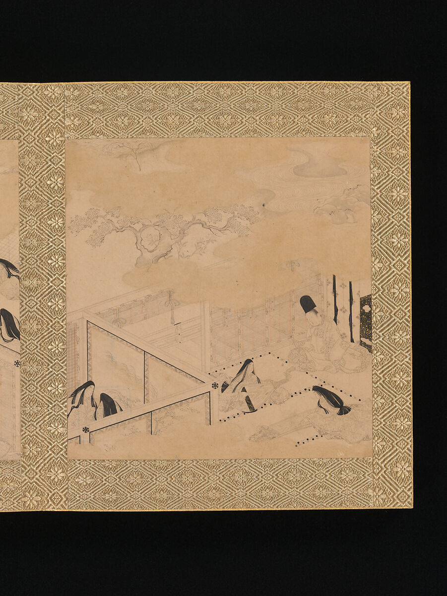 Albums of scenes from The Tale of Genji, Tosa Mitsunori (Japanese, 1583–1638), Two albums of thirty leaves; ink, red pigment, and gold on paper, Japan